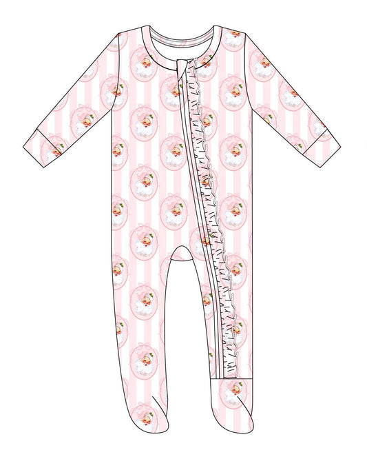 Vintage Santa Pink Newborn Footie