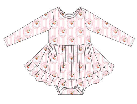 Vintage Santa Pink Skirted Bodysuit