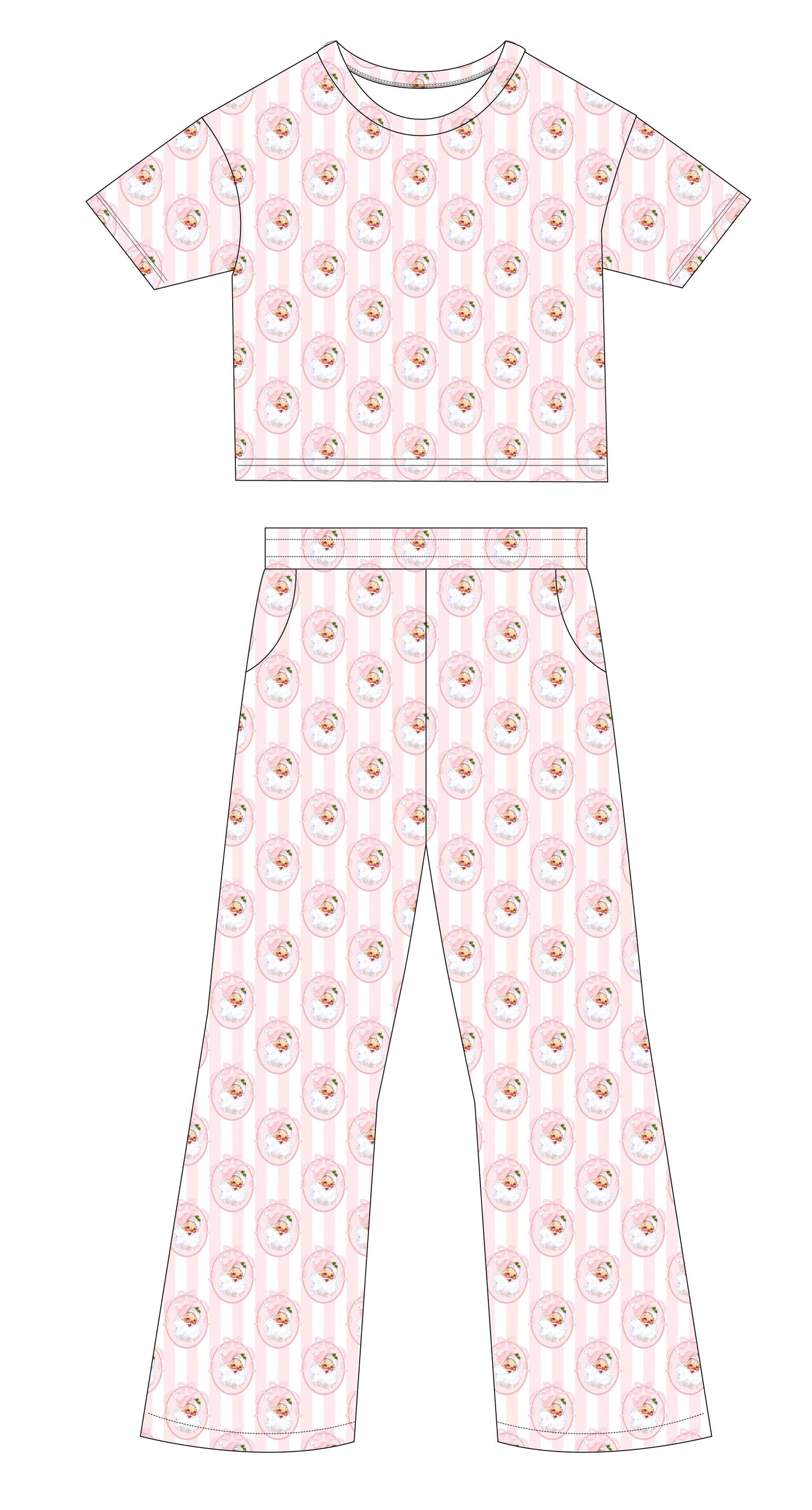 Vintage Santa Pink Boxy Tee Lounge Set