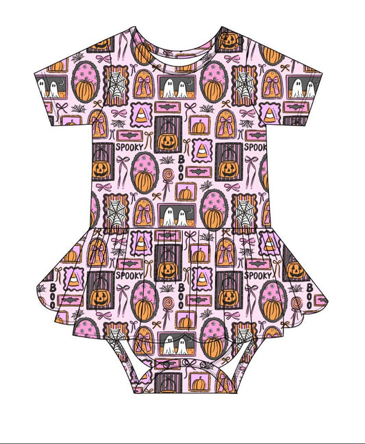 Baby halloween bamboo skirted bodysuit twirl dress.