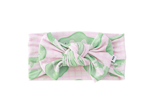 Pink Tee Time Knot Bow Headband