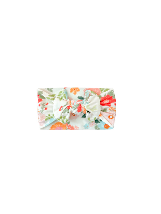 Floral bamboo knot headband for baby girl 
