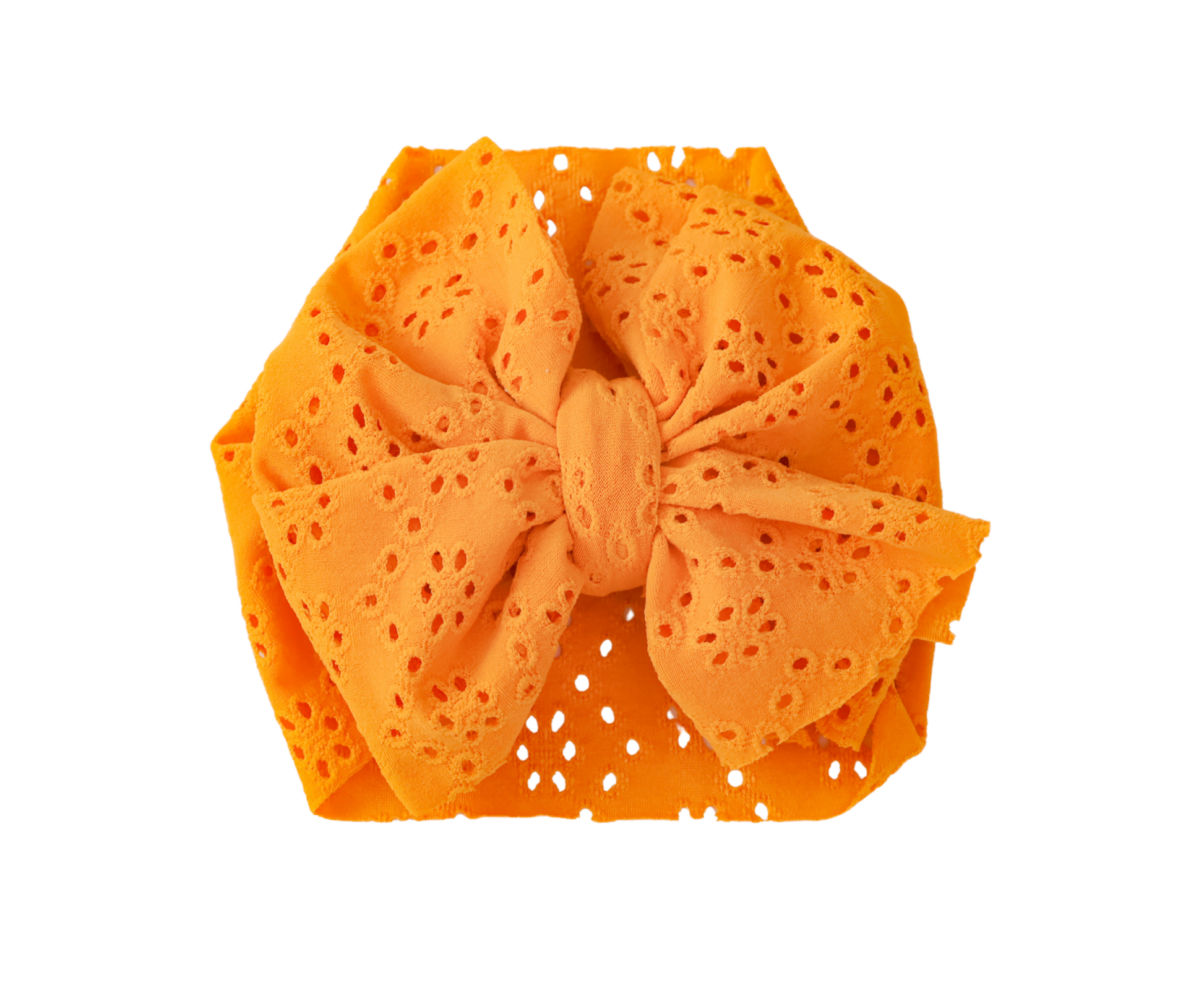 Elle & Mily mustard eyelet baby headwrap bow, pre-tied and adjustable