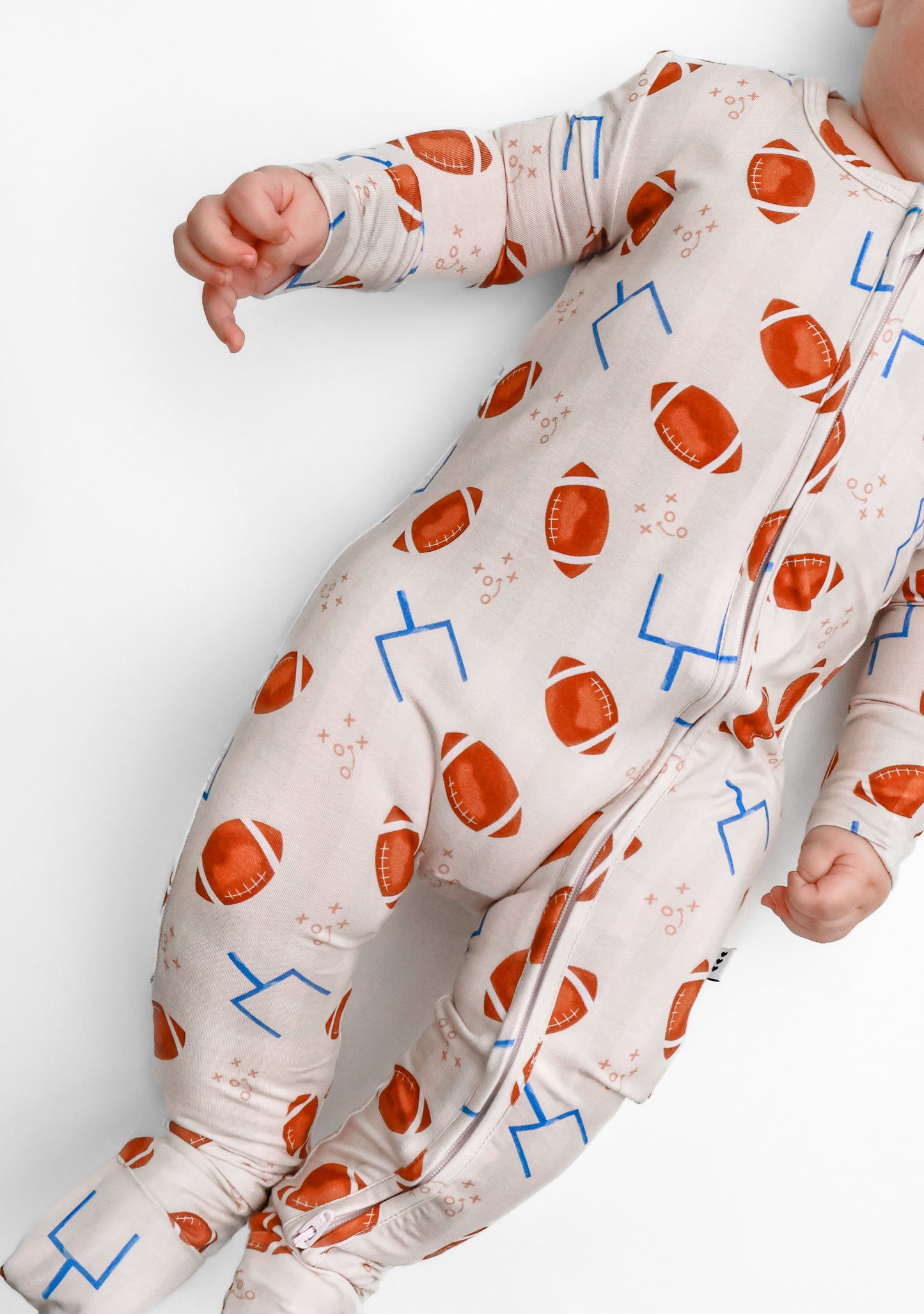 Elle & Mily Touchdowns football print bamboo convertible romper