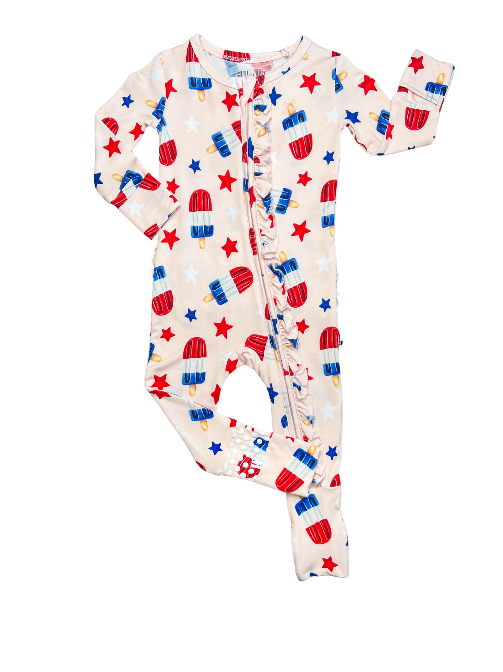 Patriotic Pops Ruffle Zip Convertible Romper - Elle & Mily