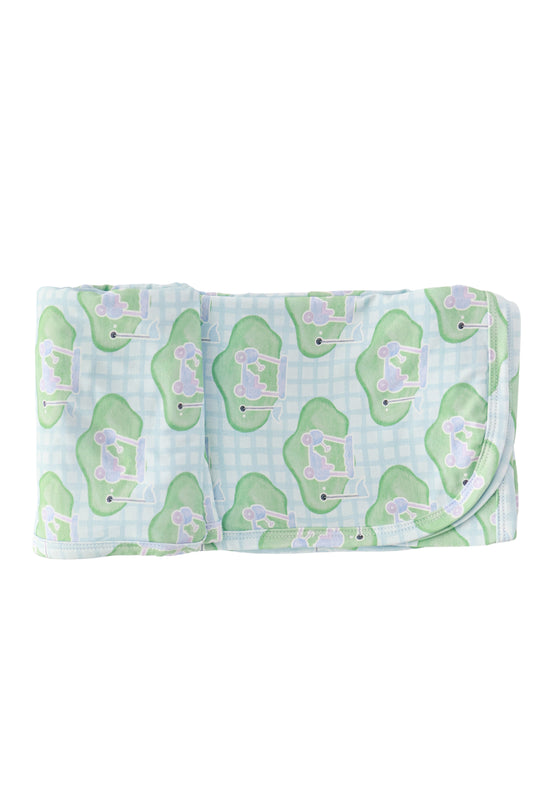 Blue Tee Time Swaddle Blanket